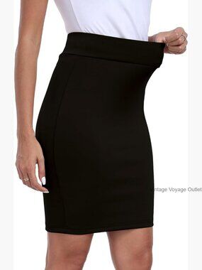 High Waisted Pencil Skirt Stretch Bodycon Business Casual Knee Length